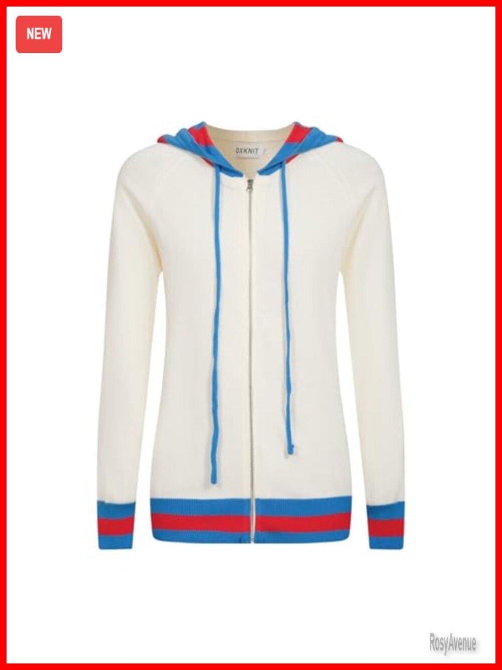 Women's Retro Cotton Cardigan Full Zip Hooded Sweater Knit
